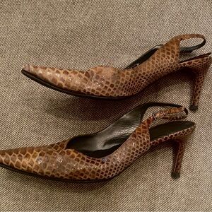Brown Slingback snakeskin Leather Heels